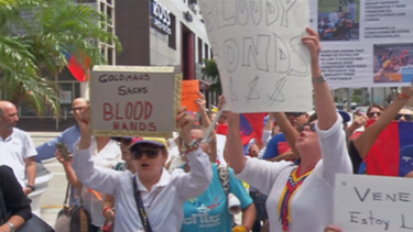 exilio venezolano protesto frente a las oficinas de la inversionista estadounidense goldman sachs