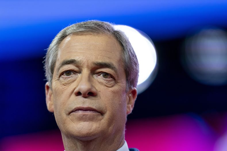 ARCHIVO - Nigel Farage habla durante la Conferencia de Acción Política Conservadora 2023, el 3 de marzo de 2023, en Oxon Hill, Maryland. (AP Foto/Alex Brandon, archivo)