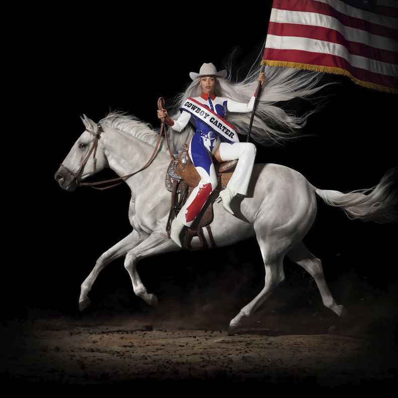 En esta imagen proporcionada por Parkwood/Columbia/Sony, la portada de Act ll: Cowboy Carter de Beyoncé. (Parkwood/Columbia/Sony via AP)