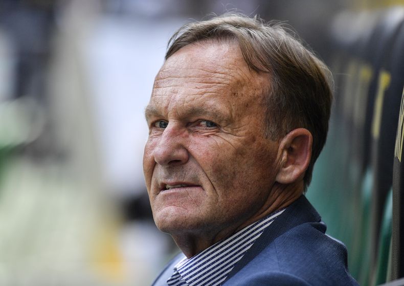 ARCHIVO - Hans Joachim Watzke, director ejecutivo de Borussia Dortmund, previo al partido contra Borussia Moenchengladbach en la Bundesliga, el 18 de mayo de 2019. (AP Foto/Martin Meissner)