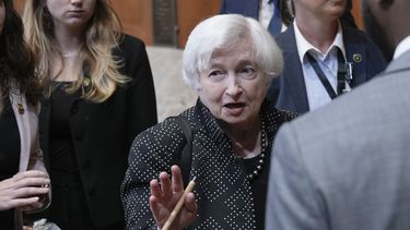 La secretaria del Tesoro de EEUU, Janet Yellen, tras una audiencia con senadores el martes 4 de junio de 2024, en el Capitolio, Washington. (AP Foto/Mariam Zuhaib)