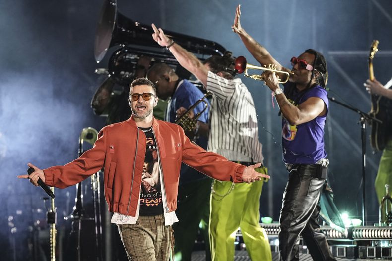 ARCHIVO - Justin Timberlake se presenta en el festival de música Estéreo Picnic en Bogotá, Colombia, el 28 de marzo de 2025. (Foto AP/Ivan Valencia, archivo)