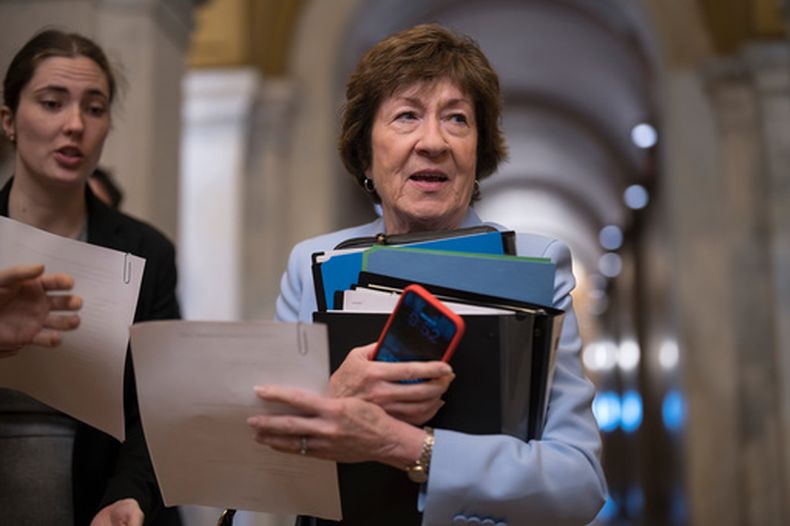 La senadora republicana por Maine, Susan Collins, en el Congreso en Washington, el 17 de junio del 2026. (AP foto/J. Scott Applewhite)