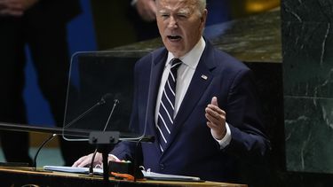 El presidente de Estados Unidos, Joe Biden, habla durante la 79ª sesión de la Asamblea General de las Naciones Unidas, el martes 24 de septiembre de 2024, en la sede de la ONU. (Foto AP/Manuel Balce Ceneta)
