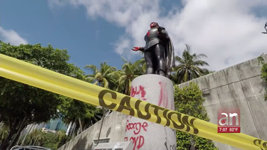hispanos de miami indignados tras el vandalismo a la estatua de cristobal colon y ponce de leon