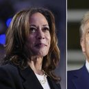 Esta combinación de imágenes de archivo muestra a la candidata demócrata a la presidencia y actual vicepresidenta, Kamala Harris, izquierda, en un acto de campaña en Charlotte, Carolina del Norte, el 12 de septiembre de 2024, y su rival republicano Donald Trump en un acto de campaña en Warren, Michigan, el 27 de septiembre de 2024. (AP Foto)