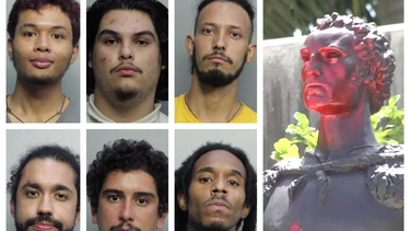 estos son los 7 arrestados por vandalizar con simbolos comunistas  estatuas en bayfront park