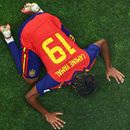 El español Lamine Yamal celebra después de anotar un gol ante Arabia Saudí en partido por el Grupo H del Mundial, el domingo 21 de junio de 2026, en Atlanta. (AP Foto/Colin Hubbard)
