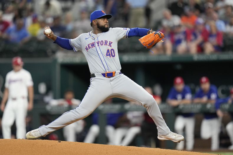 El dominicano Luis Severino, de los Mets de Nueva York, cumple con su apertura del martes 18 de junio de 2024, ante los Rangers de Texas (AP Foto/Julio Cortez)