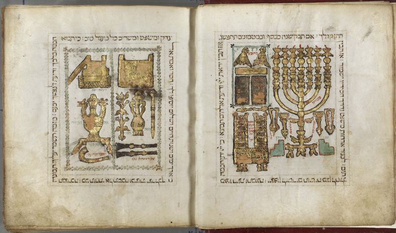 Un folio de una biblia hebrea del siglo XIII escrita en Toledo, Espa&ntilde;a, en una imagen de la Biblioteca Palatina, en Parma, Italia.  (Foto AP/Biblioteca Palatina, HOPD)