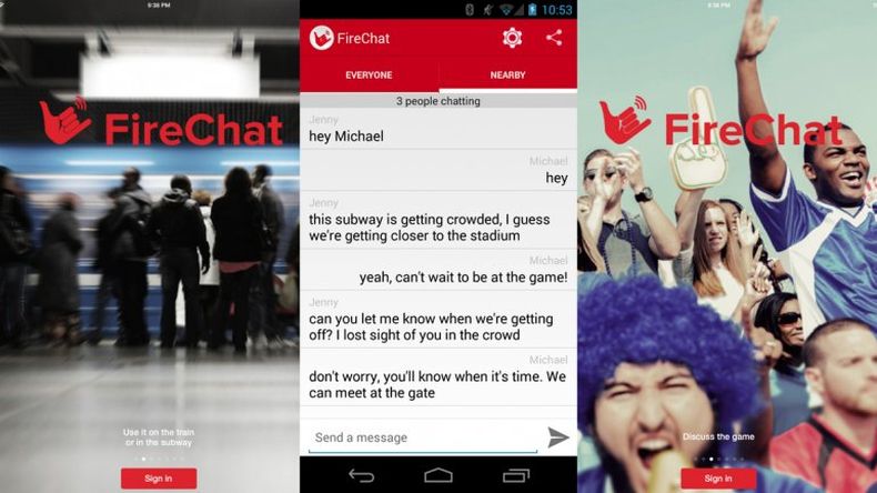 FireChat una aplicación para los amantes de la libertad de expresión. Más de 100 mil personas descargaron FireChat, una app que permite que los usuarios mantengan conversaciones sin utilizar internet