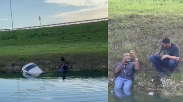 hombre rescata a un chofer que cayo a un canal en miami