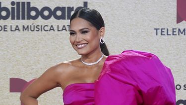 ARCHIVO - Andrea Meza llega a los Premios Billboard de la Música Latina el jueves 23 de septiembre de 2021, en el Watsco Center en Coral Gables, Florida. (Foto AP/Marta Lavandier, archivo)