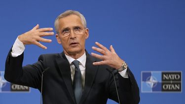 El secretario general de la OTAN, Jens Stoltenberg, en conferencia de prensa en la sede de la alianza militar en Bruselas, el 14 de junio de 2024. (Foto AP/Virginia Mayo, Archivo)