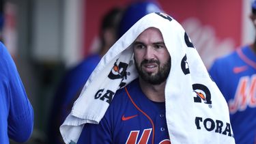 ARCHIVO - El receptor Tomás Nido de los Mets de Nueva York durante un juego de pretemporada ante los Marlins de Miami, el 13 de marzo de 2023. (AP Foto/Lynne Sladky)