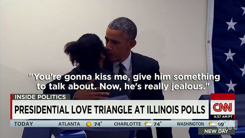 Mientras el presidente de Estados Unidos se encontraba votando en Chicago el lunes para las elecciones legislativas, un joven le pidió que "no tocara" a su novia