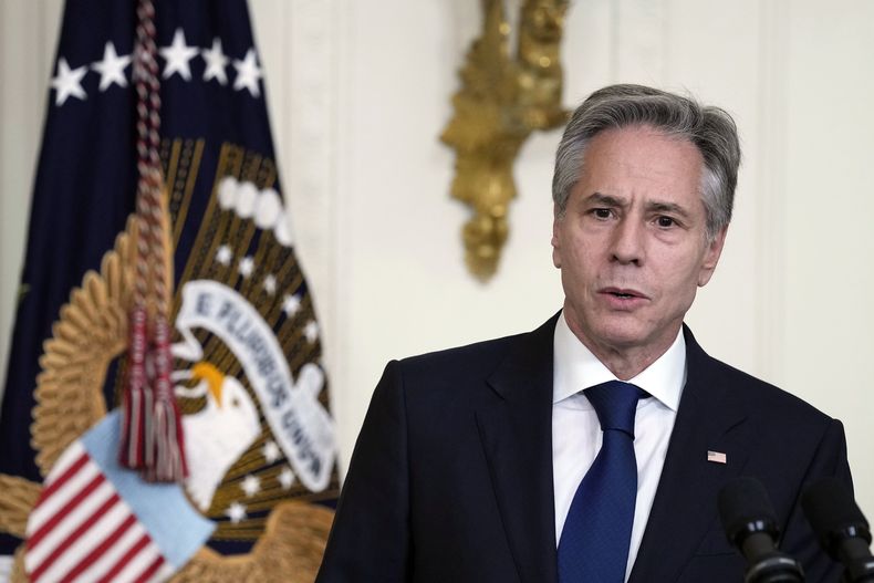 En esta imagen de archivo, el secretario de Estado de Estados Unidos, Antony Blinken, interviene en un acto en la Sala Este de la Casa Blanca, en Washington, el 13 de junio de 2023. (AP Foto/Susan Walsh, archivo)