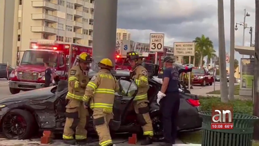 aparatoso accidente en north miami beach deja a un bmw destrozado
