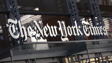 La sede del New York Times en Manhattan, en la ciudad de Nueva York, el 6 de mayo de 2021. (Foto AP /Mark Lennihan)