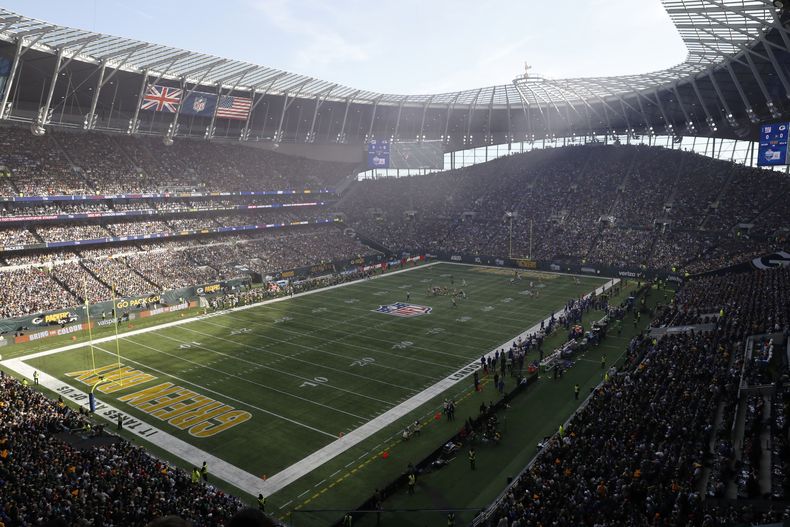 Una vista general del partido entre los Packers de Green Bay y los Giants de Nueva York en el estadio del Tottenham Hotspur, el domingo 9 de octubre de 2022, en Londres. (AP Foto/Steve Luciano, Archivo)