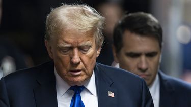 El expresidente Donald Trump llega al tribunal penal de Manhattan, Nueva York, el jueves 30 de mayo de 2024, en Nueva York. (Justin Lane/Pool Photo vía AP)