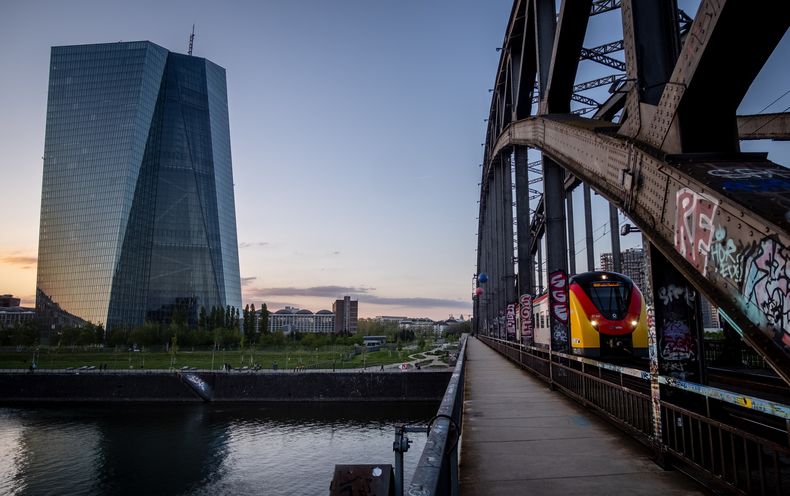 La sede del Banco Central Europeo en Fráncfort, Alemania, el 2 de mayo de 2023. (Foto AP /Michael Probst)