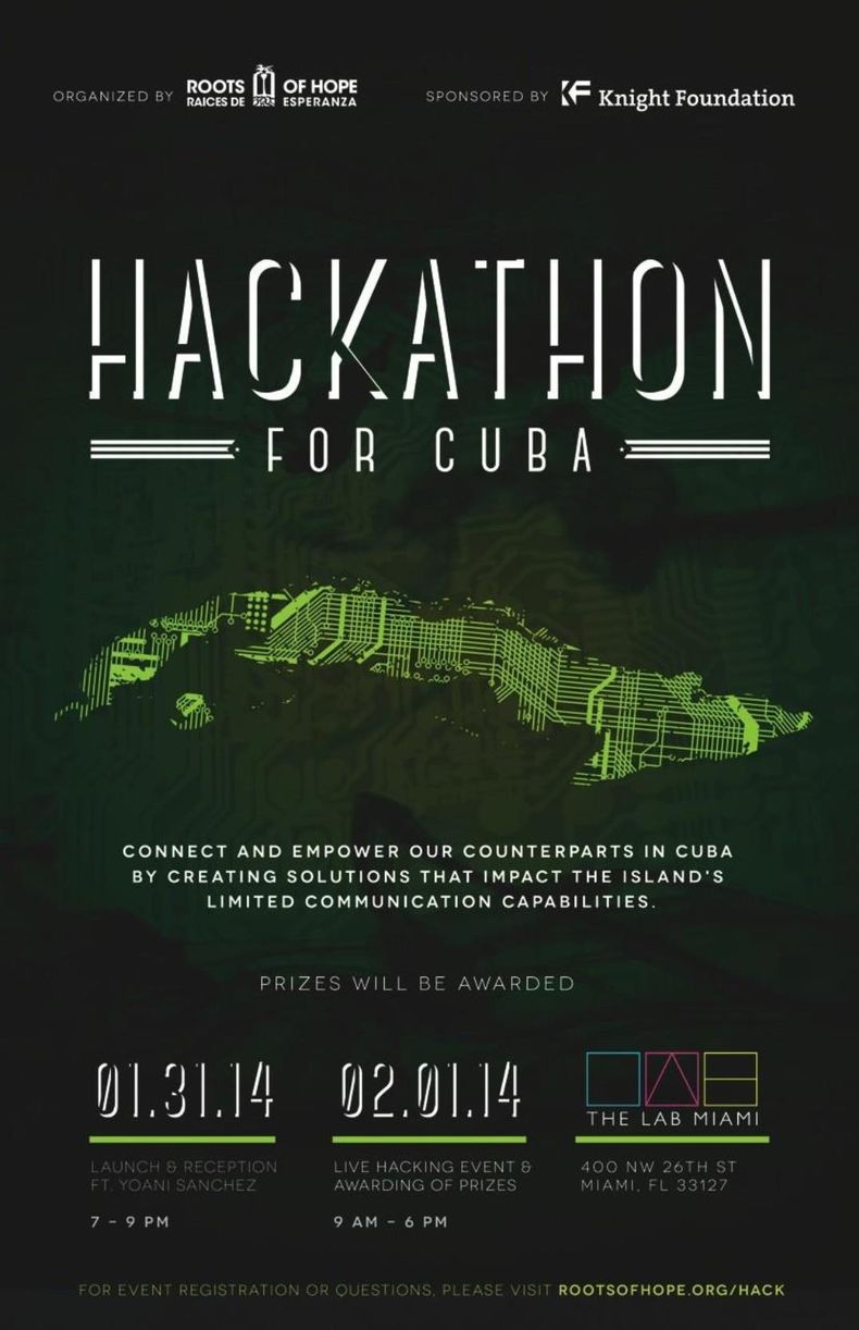 &nbsp;Cartel del Hackathon por Cuba celebrado en Miami el año pasado.