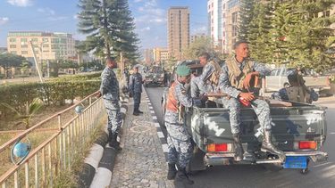 Fuerzas etíopes en Mekelle, Tigray, Etiopía, el 8 de octubre de 2026. (AP foto/Filmon Equar Hailu)
