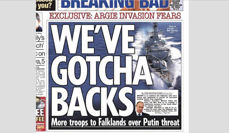 Fragmento de portada periódico inglés THE SUN