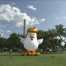 Aparece gallina inflable imitando a Trump ante Casa Blanca