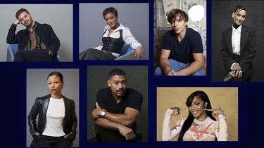 Esta combinación de fotografías muestra a los artistas revelación de 2024 de AP. Fred Hechinger, desde arriba a la izquierda, Maleah Joi Moon, Nicholas Alexander Chavez, Adria Arjona, Myhala, Aaron Pierre y Glorilla. (Foto AP)
