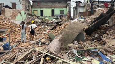 Una casa dañada por el sismo en Naipidó, Myanmar, el 7 de abril del 2025. (AP foto)