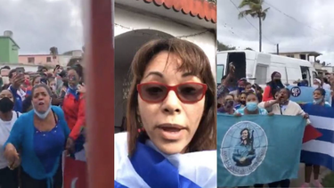 ¡Que se vaya!: turbas castristas lanzan acto de repudio frente a casa de Iliana Hernández