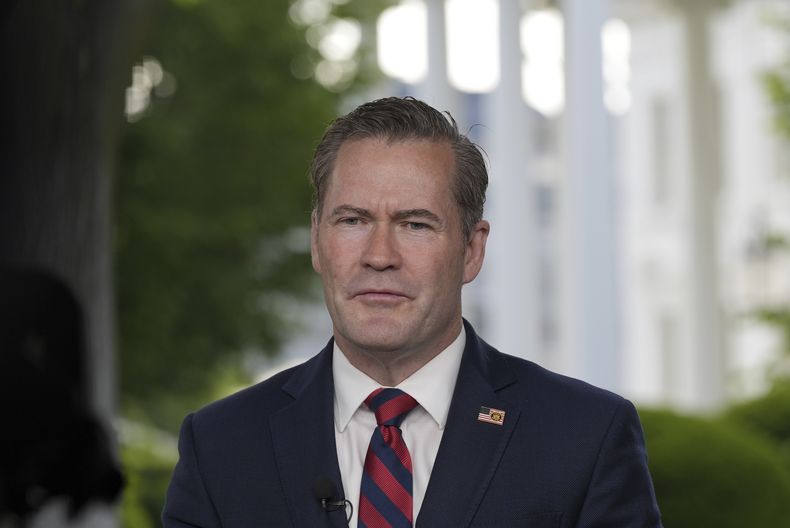 El asesor de seguridad nacional estadounidense Mike Waltz en la Casa Blanca en Washington el 1 de mayo del 2025. (AP foto/Alex Brandon)