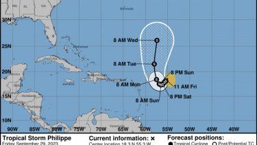 Tormenta Tropical Philippe se mueve lentamente al este de las Islas de Sotavento