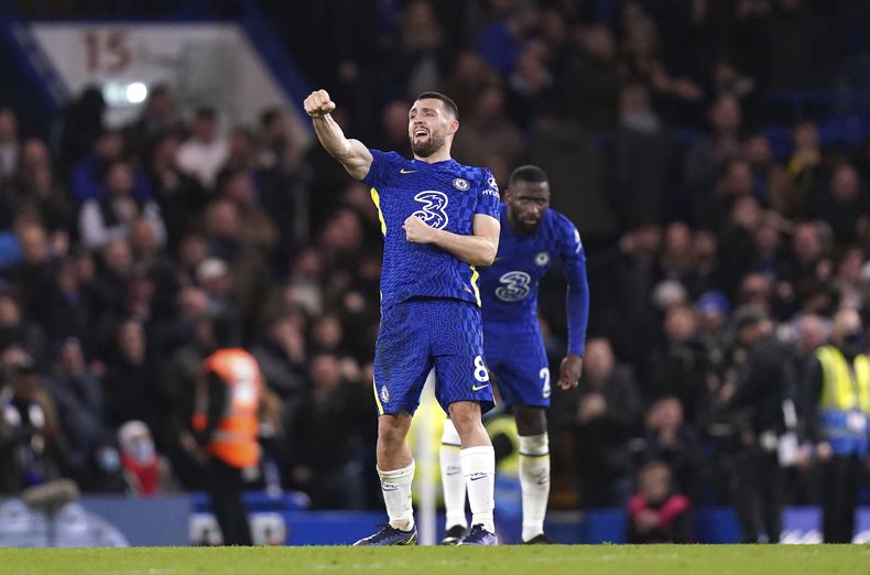 El volante Mateo Kovacic durante un partido de Chelsea, el 2 de enero de 2022. Kovacic ha fichado con el Manchester City. (Adam Davy/PA vía AP)