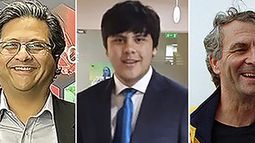 Combinación fotográfica que muestra (de izquierda a derecha) a Shahzada Dawood, Suleman Dawood, Paul-Henry Nargeolet, Stockton Rush y Hamish Harding, quienes se enfrentan a un peligro crítico a bordo de un pequeño sumergible que desapareció en el océano Atlántico. (AP Foto/Archivo)