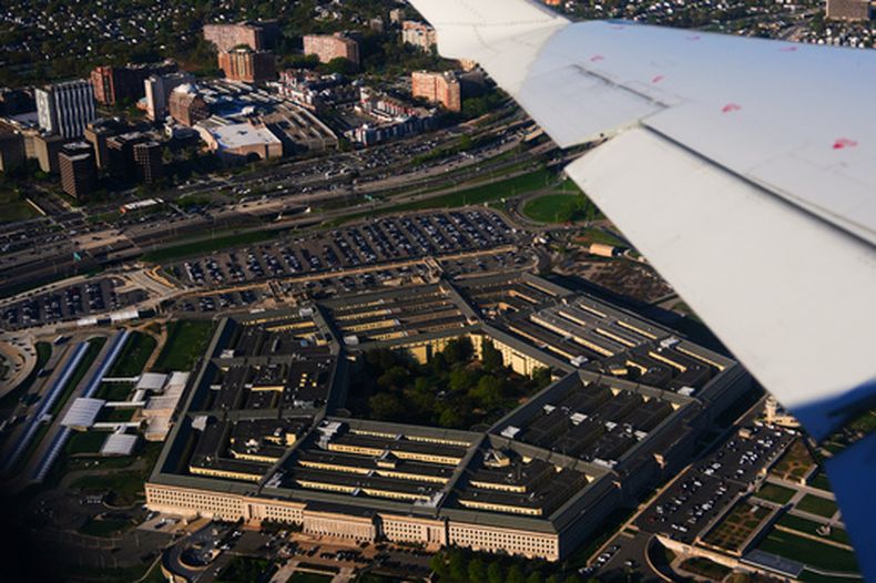 Vista aérea del Pentágono, el martes 7 de abril de 2026, en Washington. (Foto AP/Julia Demaree Nikhinson)
