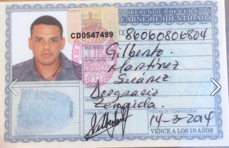 Carné de identidad emitido en Cuba en marzo del 2014.