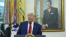 El presidente estadounidense Donald Trump en una ceremonia en la Casa Blanca en Washington el 28 de mayo del 2025. (AP foto/Evan Vucci)