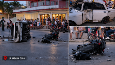GRAVE ACCIDENTE EN MARIANAO, LA HABANA: un Moskvitch termina volcado y reportan un conductor herido de gravedad
