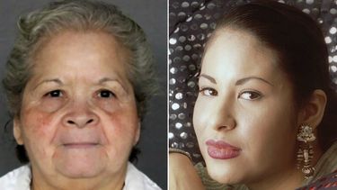 Esta combinación de fotos muestra a Yolanda Saldívar, quien está cumpliendo cadena perpetua en la prisión de la Unidad Patrick L. ODaniel en Gatesville, Texas, a la izquierda, y la estrella de la música tejana Selena posando en Corpus Christi, Texas, el 7 de marzo de 1995. (Texas Department of Criminal Justice via AP, left, and Paul Howell,/Houston Chronicle via AP)
