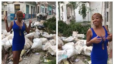 cubana en la isla se autoproclama ironicamente la reina de la basura