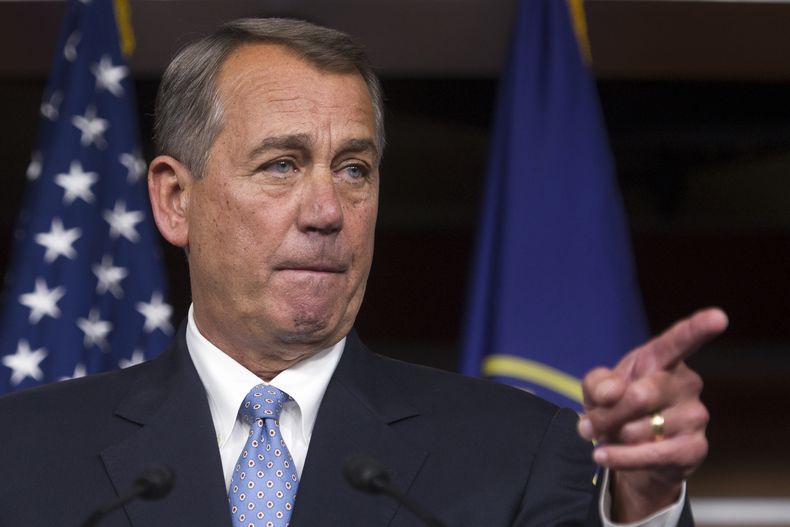 El presidente de la Cámara de Representantes, John Boehner, republicano de Ohio, en una conferencia de prensa en el Capitolio en Washington, el jueves 6 de noviembre de 2014. De acuerdo con un sondeo a pie de urna realizado por The Associated Press