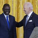 El presidente estadounidense Joe Biden y su homólogo keniano William Ruto ofrecen una conferencia de prensa conjunta en la Casa Blanca, en Washington, el jueves 23 de mayo de 2024. (AP Foto/Susan Walsh)