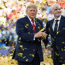 El presidente estadounidense Donald Trump (izquierda) y el presidente de la FIFA Gianni Infantino bajo una lluvia de confeti tras la final de la Copa del Mundo entre España y Argentina, el domingo 19 de julio de 2026, en East Rutherford, Nueva Jersey. (AP Foto/Jacquelyn Martin)