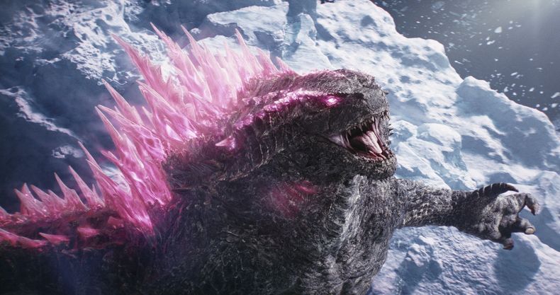 En esta imagen proporcionada por Warner Bros Pictures, Godzilla en una escena de Godzilla X Kong: The New Empire. (Warner Bros. Pictures vía AP)