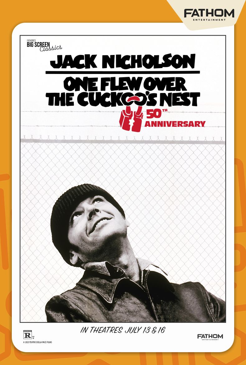 Esta imagen publicada por Fathom Entertainment muestra el arte promocional de la película One Flew Over the Cuckoo’s Nest. (Fathom Entertainment via AP)