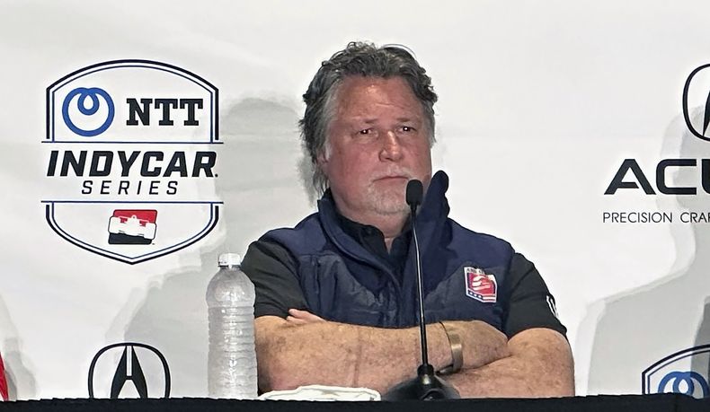 ARCHIVO - Michael Andretti durante una rueda de prensa del Gran Premio de Long Beach de la IndyCar, el sábado 15 de abril de 2023, en Long Beach, California. (AP Foto/Jenna Fryer)