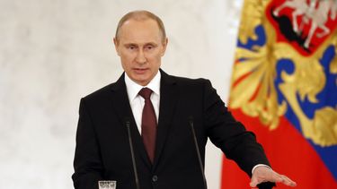 americateve | El presidente ruso Vladimir Putin ante el Consejo de la Federaci&oacute;n en el Kremlin. Mosc&uacute;, el martes 18 de marzo del 2014. (Foto AP/Alexander Zemlianichenko)